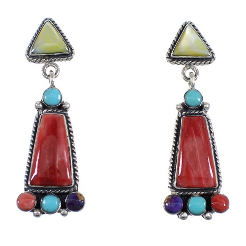 Sterling Silver Southwest Multicolor Post Dangle Earrings RX57123