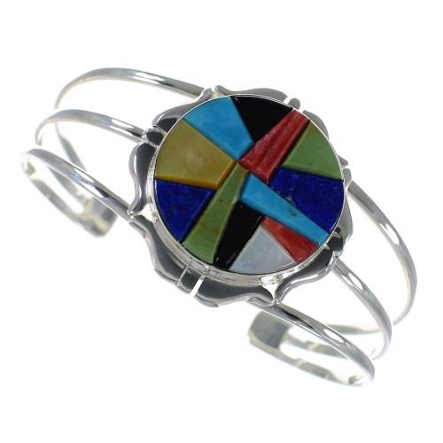 Multicolor Sterling Silver Southwest Cuff Bracelet VX59375