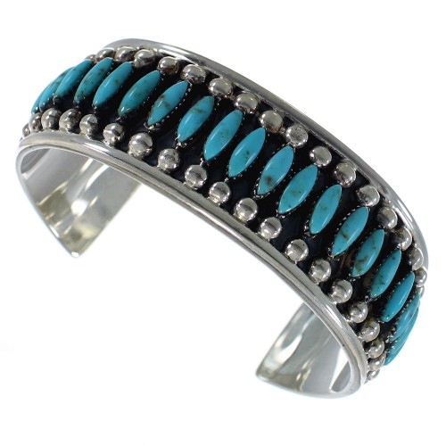 Sterling Silver Turquoise Needlepoint Cuff Bracelet Jewelry VX59586