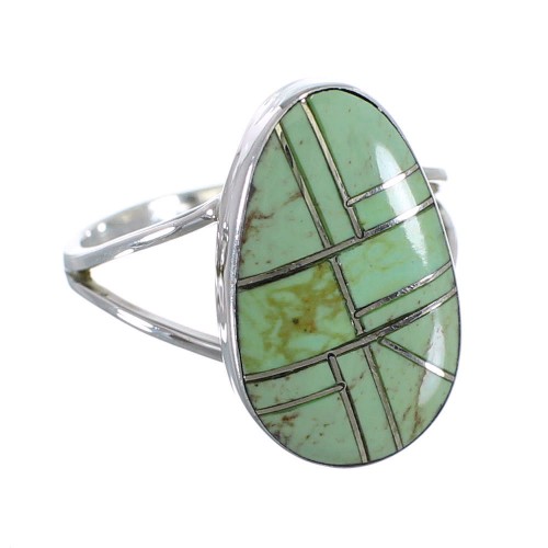 Southwestern Turquoise Inlay And Authentic Sterling Silver Ring Size 8-1/4 WX58782