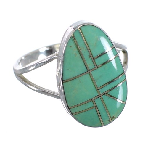 Southwest Turquoise And Genuine Sterling Silver Ring Size 7-3/4 WX58797