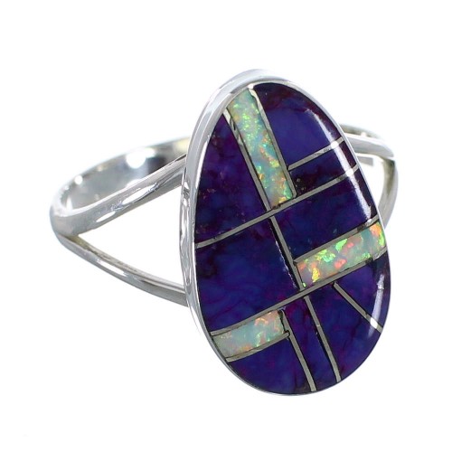 Sterling Silver Magenta Turquoise And Opal Ring Size 4-3/4 VX57646