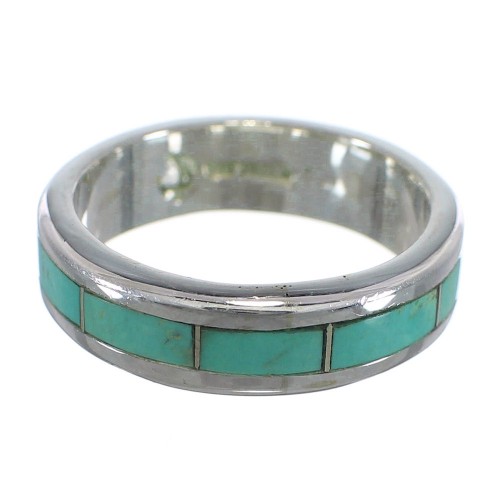 Authentic Sterling Silver And Turquoise Inlay Southwest Ring Size 4-3/4 VX58405