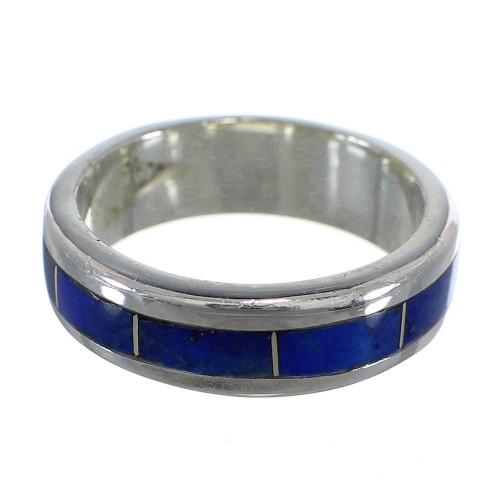 Southwestern Sterling Silver Lapis Inlay Ring Size 4-3/4 RX57832