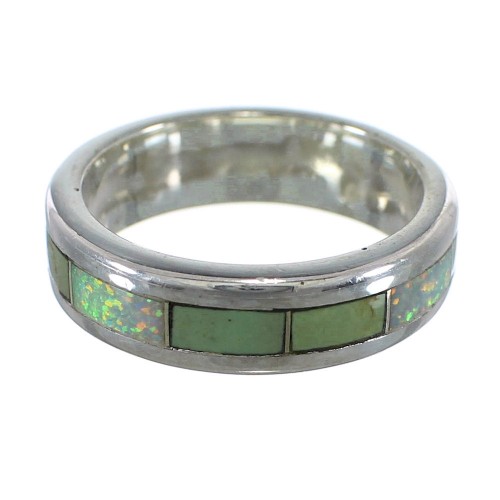 Authentic Sterling Silver Turquoise And Opal Inlay Ring Size 5-3/4 RX57431