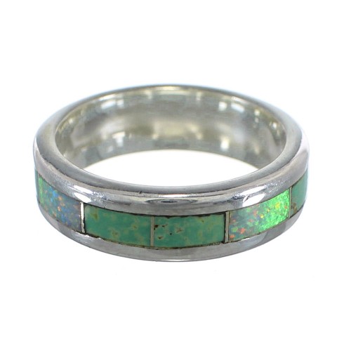 Turquoise Opal Inlay Authentic Sterling Silver Ring Size 5-3/4 RX57454