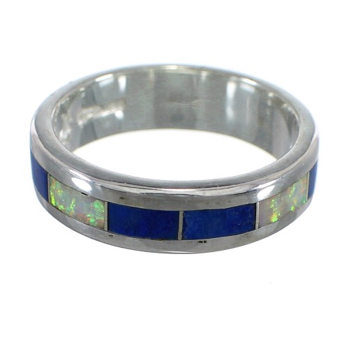 Genuine Sterling Silver Lapis And Opal Ring Size 5-1/2 RX59083