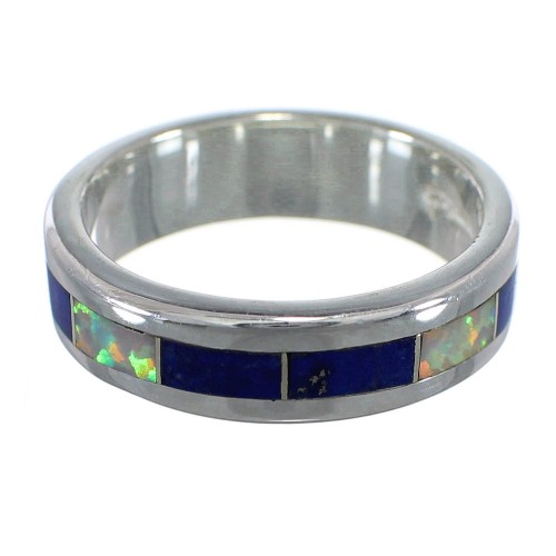 Sterling Silver Southwest Lapis Opal Inlay Ring Size 6-1/2 RX59116