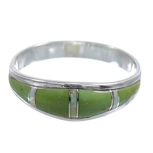 Southwest Turquoise Opal Inlay Sterling Silver Ring Size 5-3/4 RX57285