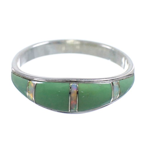 Southwest Turquoise And Opal Sterling Silver Ring Size 6-3/4 RX57308