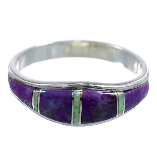 Opal And Magenta Turquoise Inlay Silver Ring Size 6-1/4 VX57706