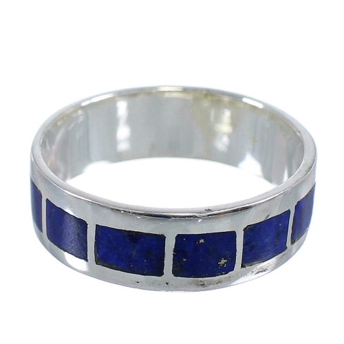 Lapis Inlay Southwest Sterling Silver Ring Size 6 RX58264