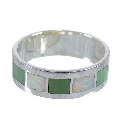 Southwest Sterling Silver Turquoise And Opal Ring Size 8-1/4 VX58049