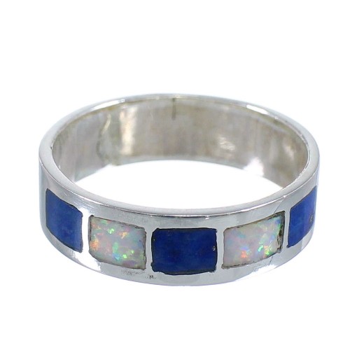Genuine Sterling Silver Lapis Opal Inlay Southwest Ring Size 4-3/4 RX59210