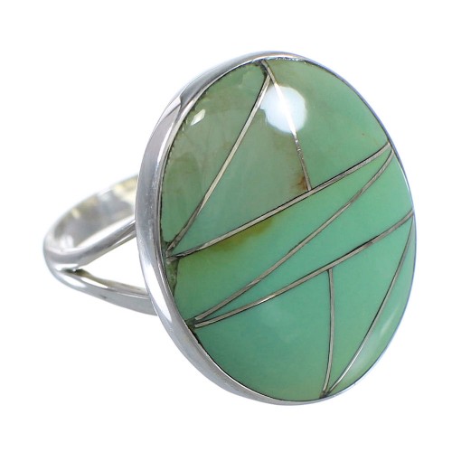 Sterling Silver And Turquoise Inlay Southwest Jewelry Ring Size 5-1/4 VX57264