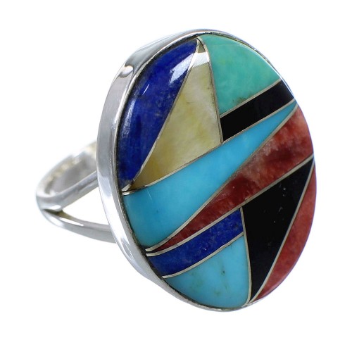 Multicolor Authentic Sterling Silver Southwestern Ring Size 6-3/4 VX58845