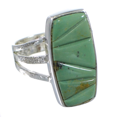 Turquoise Inlay And Authentic Sterling Silver Ring Size 7-1/4 VX57297