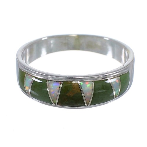 Turquoise And Opal Sterling Silver Ring Size 7-1/2 RX82963