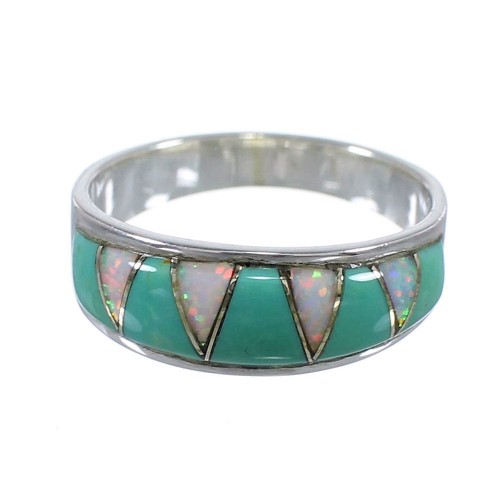 Sterling Silver Turquoise And Opal Inlay Jewelry Ring Size 5-1/2 RX82984