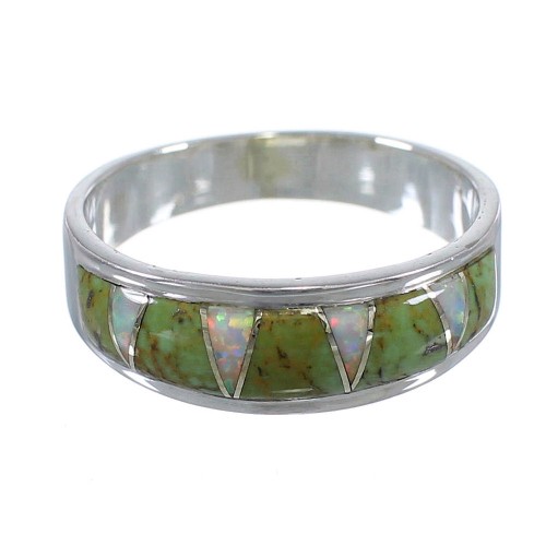 Genuine Sterling Silver Southwest Turquoise Opal Inlay Ring Size 6-1/4 RX83012