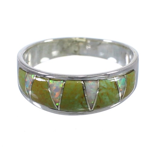 Turquoise Opal Inlay Sterling Silver Jewelry Ring Size 5-1/4 RX83021