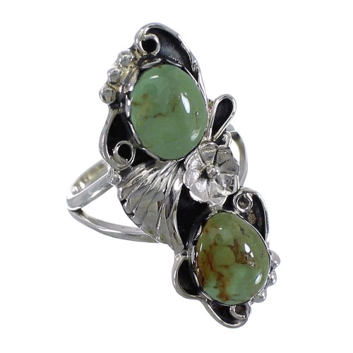 Turquoise And Sterling Silver Flower Ring Size 5-1/2 RX60175