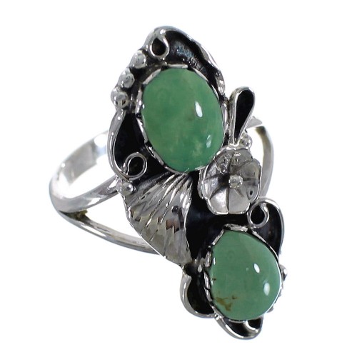 Turquoise Authentic Sterling Silver Flower Ring Size 8-1/2 RX60200