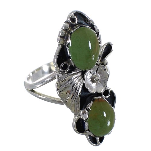 Sterling Silver Flower And Turquoise Ring Size 6-3/4 RX60205