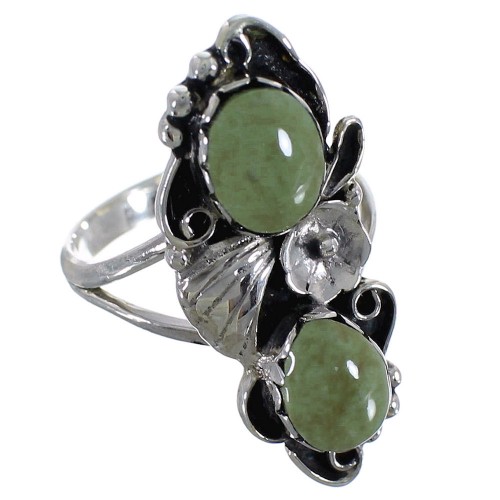 Southwest Turquoise Sterling Silver Flower Ring Size 7-1/4 RX60225