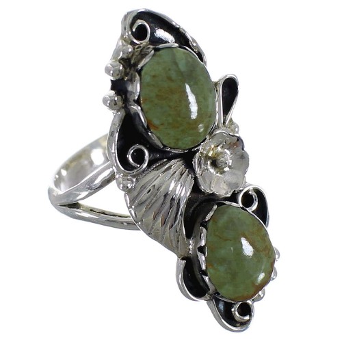 Turquoise Southwest Sterling Silver Flower Ring Size 5-1/2 RX60245