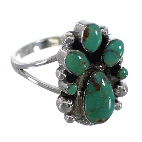 Genuine Sterling Silver Southwest Turquoise Ring Size 5-3/4 RX60400