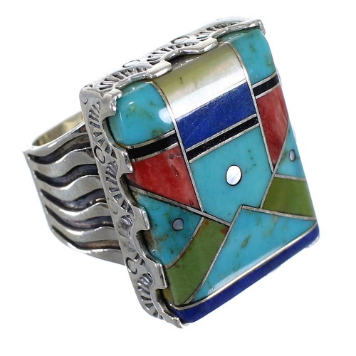 Sterling Silver Multicolor Southwestern Ring Size 6-1/2 YX76173