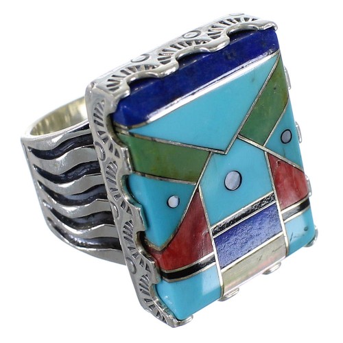 Multicolor Silver Southwest Ring Size 7-1/4 YX76179