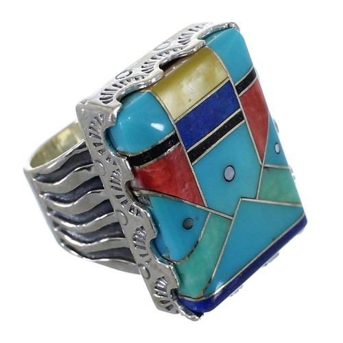 Multicolor Sterling Silver Southwestern Ring Size 7-1/2 YX76183