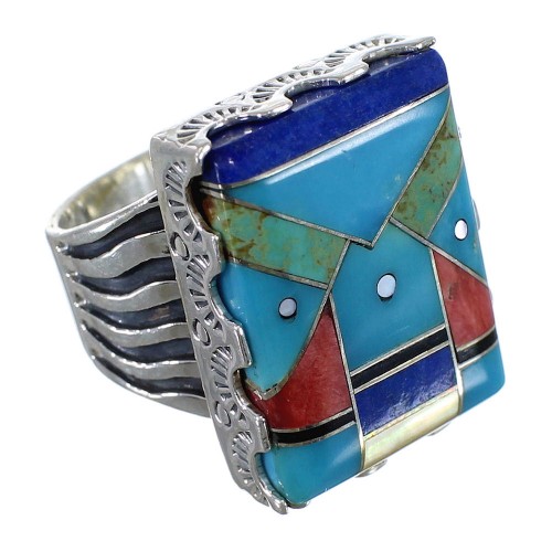 Multicolor And Sterling Silver Southwest Ring Size 5-1/4 YX76188