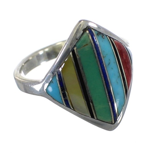 Silver Southwest Multicolor Ring Size 6-3/4 YX76228