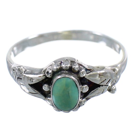 Genuine Sterling Silver Southwestern Turquoise Ring Size 8-3/4 RX59639