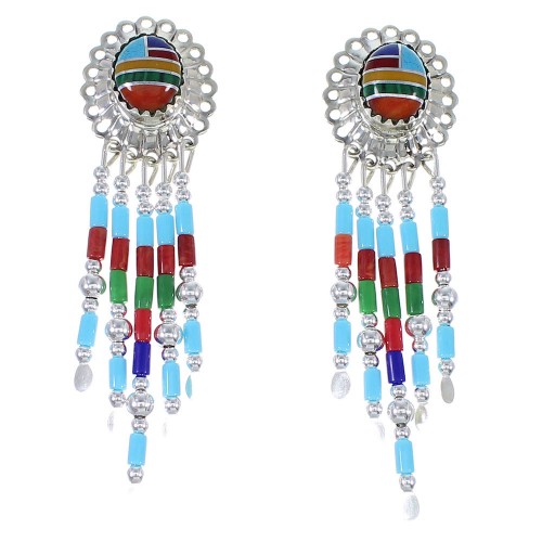 Multicolor Sterling Silver Concho Bead Earrings EX57638