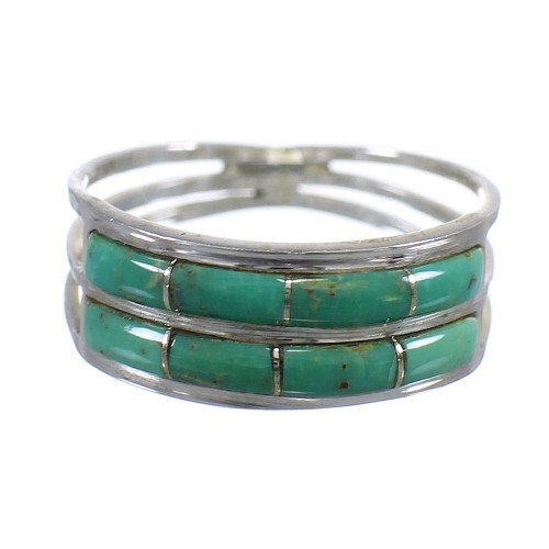 Southwest Turquoise Genuine Sterling Silver Ring Size 5 QX79801