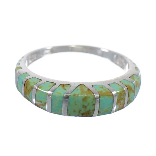 Turquoise Inlay Authentic Sterling Silver Southwest Ring Size 4-3/4 AX79689