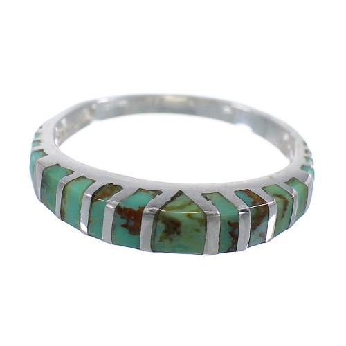 Turquoise Inlay Silver Jewelry Ring Size 6-3/4 AX79993
