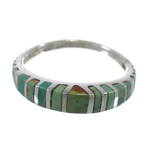 Sterling Silver Turquoise Inlay Ring Size 7-3/4 AX80033