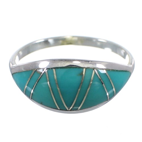 Southwestern Turquoise And Sterling Silver Ring Size 5-1/2 YX79612