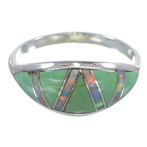 Southwestern Opal And Turquoise Silver Ring Size 8-1/2 AX82791