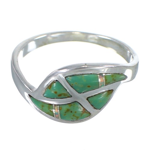 Turquoise And Opal Inlay Silver Southwest Ring Size 6-1/4 AX82925