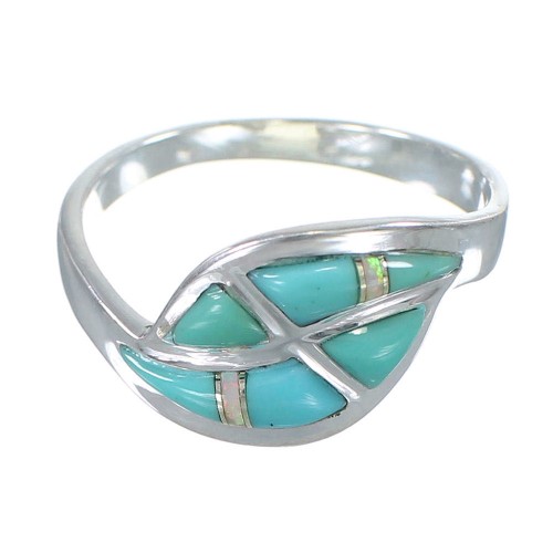 Southwest Genuine Sterling Silver Turquoise And Opal Ring Size 6-1/2 AX82982