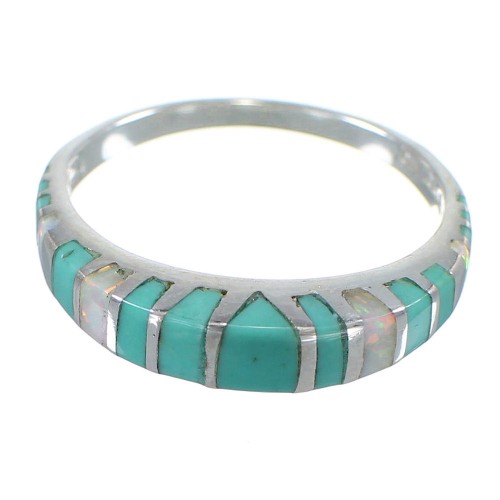 Authentic Sterling Silver Turquoise Opal Inlay Ring Size 6-1/4 AX83078
