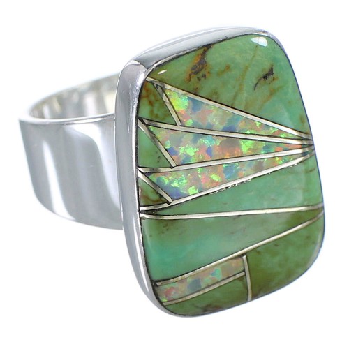 Silver Turquoise And Opal Jewelry Southwestern Ring Size 5 AX83305