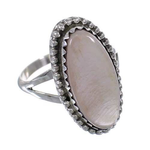 Sterling Silver American Indian Pink Shell Ring Size 5-3/4 RX63334