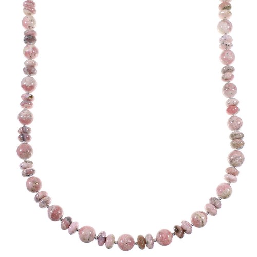 Native American Rhodochrosite And Sterling Silver Bead Necklace WX59784